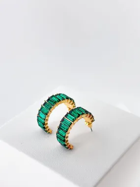 Diamante Hoop Earrings | Emerald