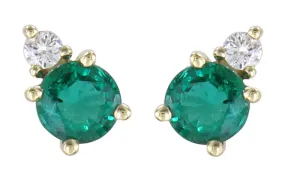 Diamond and Emerald Stud Earring 0.33ct tw