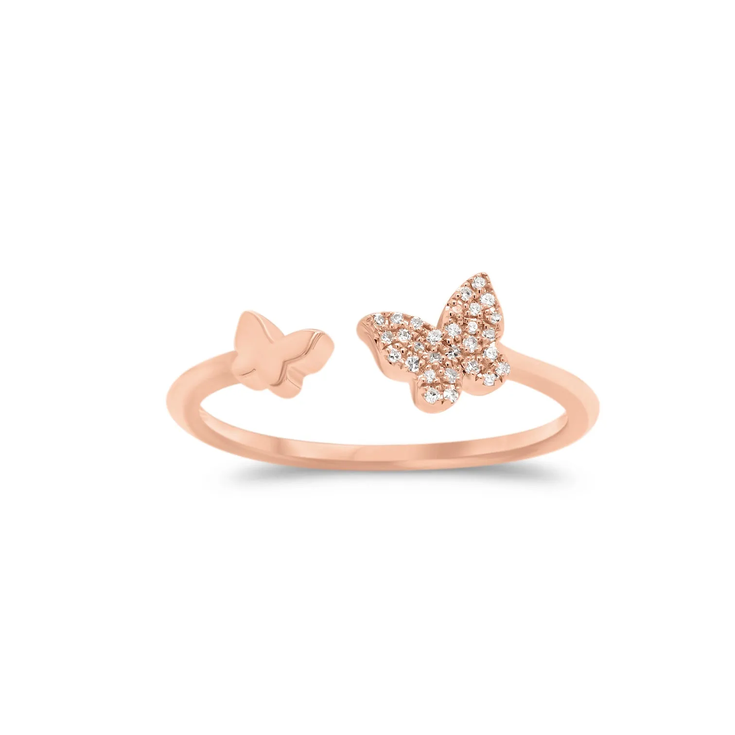 Diamond Butterfly Open Ring