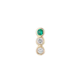 Diamond Emerald 3 Bezel Earring (Single)