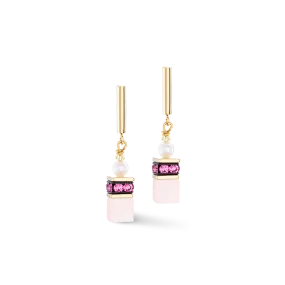 Earrings GeoCUBE® Fusion Precious Pearl Mix gold-pink