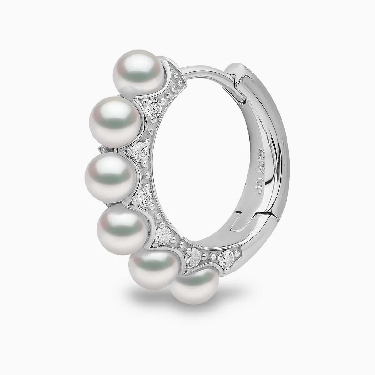 Eclipse 18K Gold Pearl and Diamond Huggie Hoop Earrings