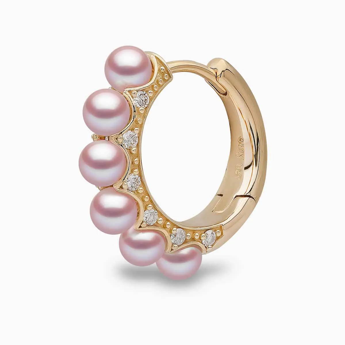 Eclipse 18K Gold Pearl and Diamond Huggie Hoop Earrings