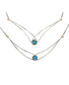 E.L. Designs (Formerly Ed Levin) - Gemstone Swing Necklace in Sterling Silver with Blue Topaz