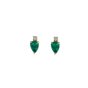 Emerald & Diamond Stud Earrings