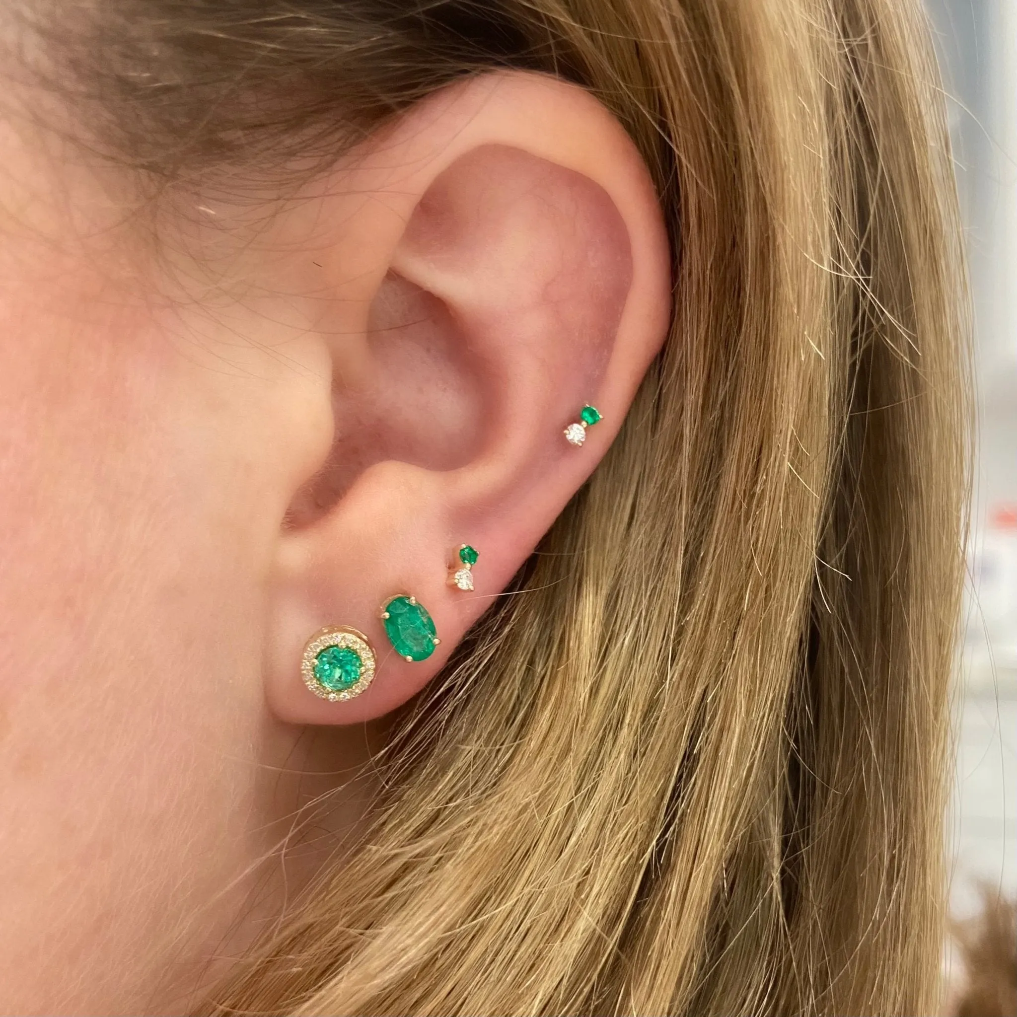 Emerald Oval Studs