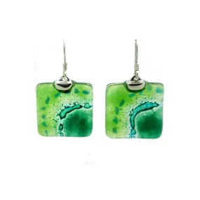 Emerald Sun Glass and Sterling Silver Earrings Tili Glass