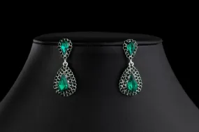 Emerald/Silver Dangle Earrings