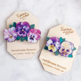 Esoteric London Jewellery - Watercolour Pansy Brooch - Triple