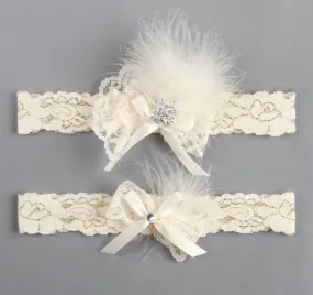 Feather Brooch Vintage Garter Set