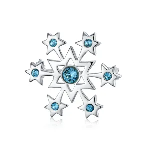 Frozen Winter Aqua Ice Blue CZ Snowflake Brooche Pin for Holiday Party Scarves