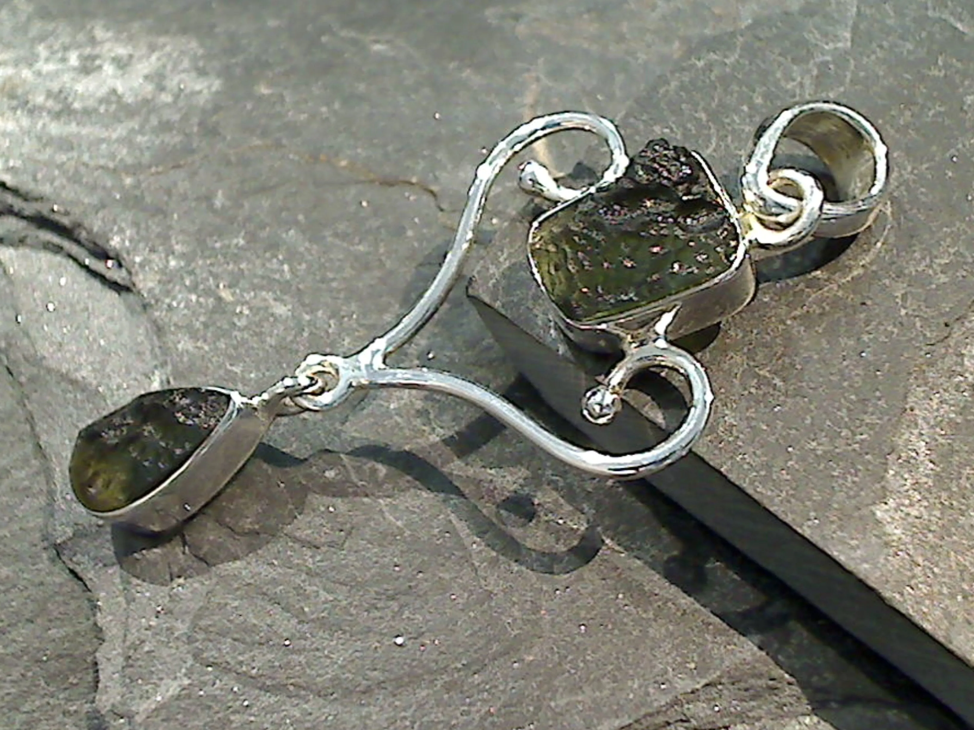 Genuine Moldavite, Sterling Silver Pendant