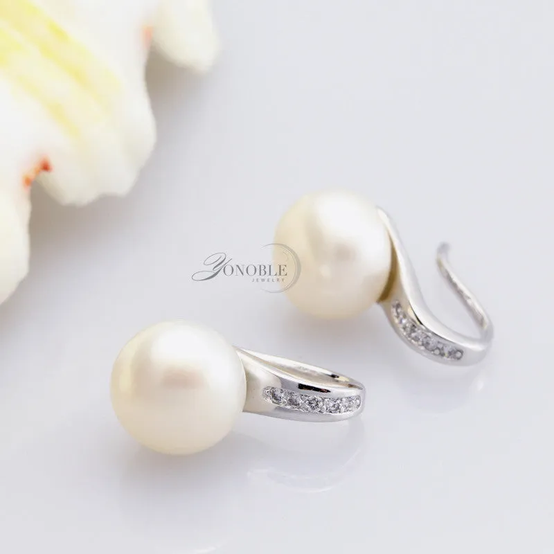 Genuine Natural Pearl earrings for women freshwater white pearl earrings silver 925 earrings jewelry daughter birthday gift