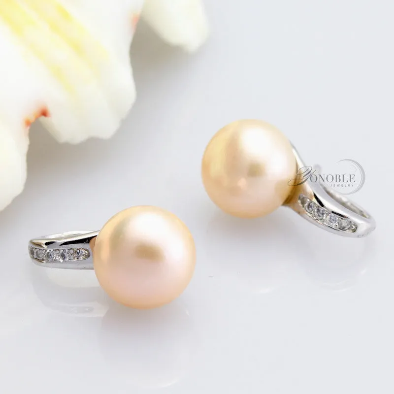 Genuine Natural Pearl earrings for women freshwater white pearl earrings silver 925 earrings jewelry daughter birthday gift