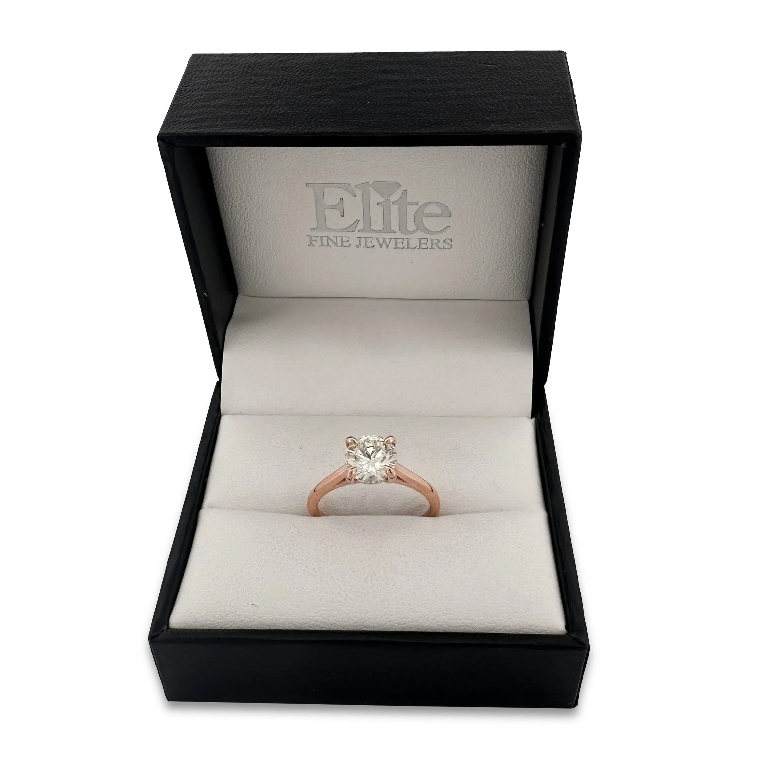 GIA Graded 1.56cts Round Brilliant Natural Diamond Solitaire Engagement Ring in 14K Rose Gold