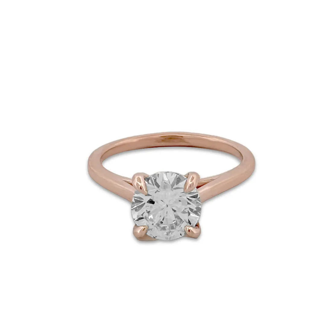 GIA Graded 1.56cts Round Brilliant Natural Diamond Solitaire Engagement Ring in 14K Rose Gold