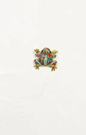 Glitz Jumping Frog Brooch