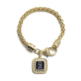 Gold ALS Awareness Square Charm Braided Bracelet