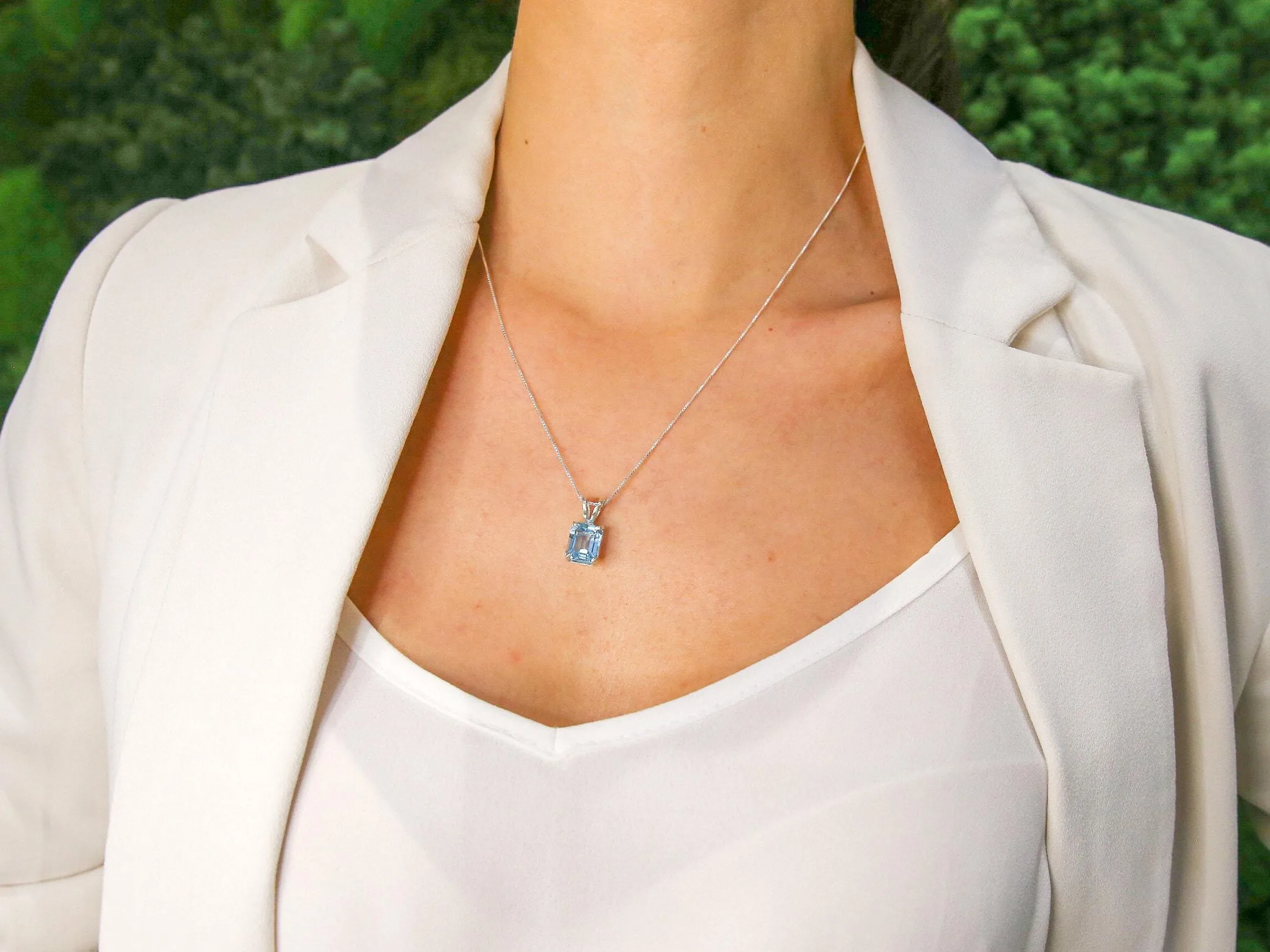 Gold Blue Topaz Pendant - Blue Solitaire Pendant, December Birthstone Necklace