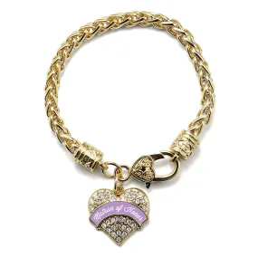 Gold Lavender Matron of Honor Pave Heart Charm Braided Bracelet