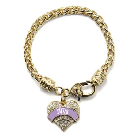 Gold Lavender Mija Pave Heart Charm Braided Bracelet