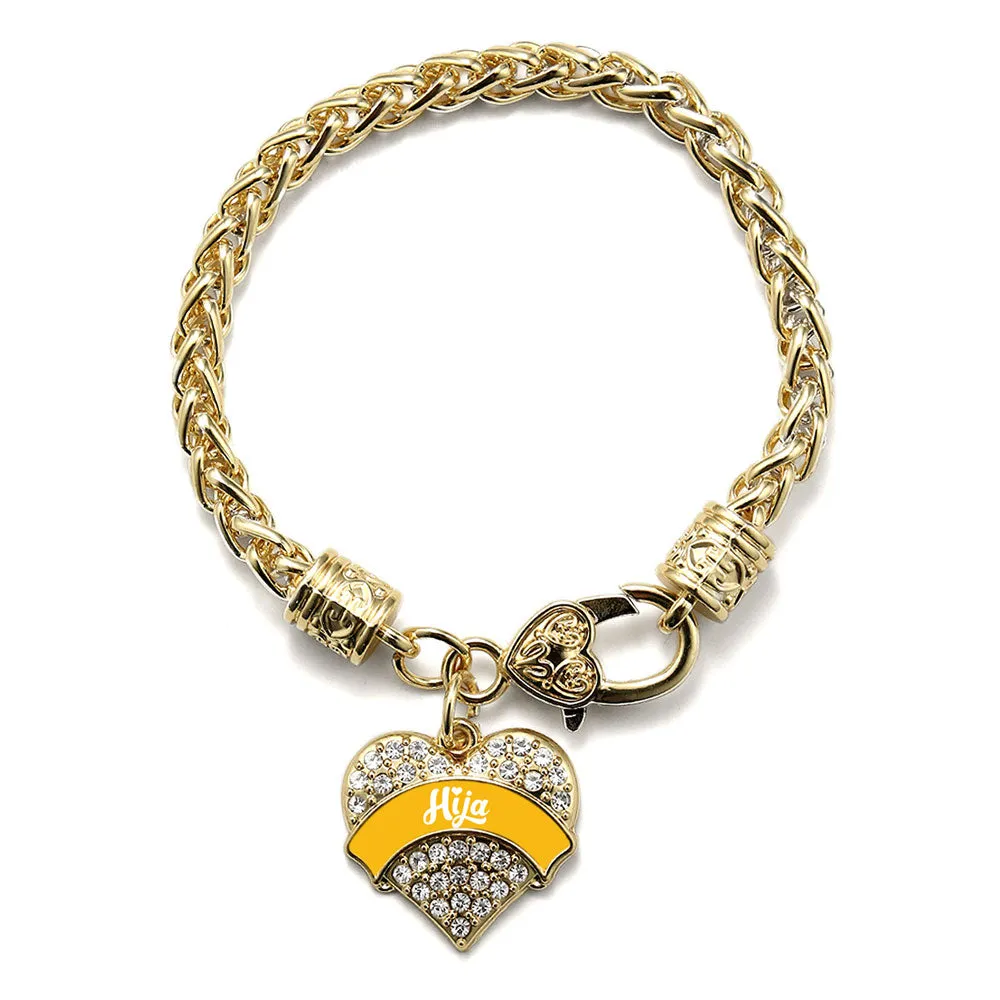 Gold Marigold Hija Pave Heart Charm Braided Bracelet