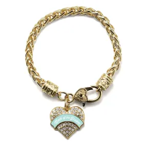 Gold Mint Mom of Groom Pave Heart Charm Braided Bracelet