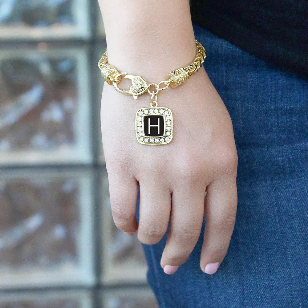 Gold My Initials - Letter H Square Charm Braided Bracelet