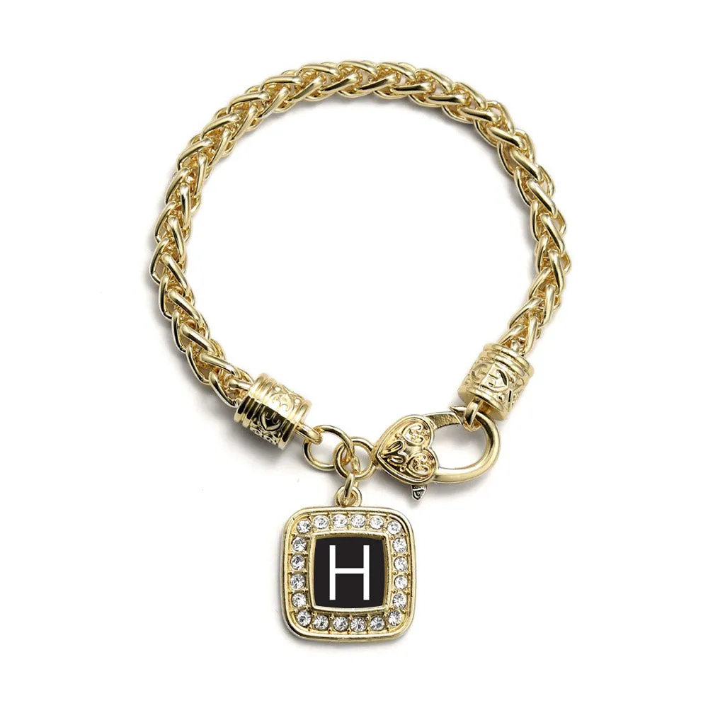 Gold My Initials - Letter H Square Charm Braided Bracelet