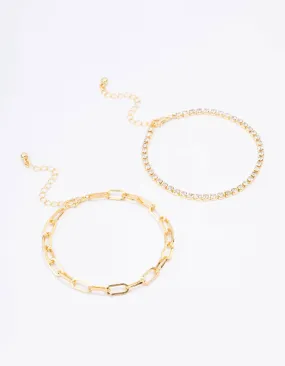 Gold Plated Tennis Open Link Bracelet