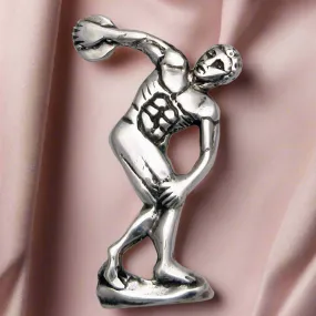 Greek Olympic Disk Thrower Brooch in Sterling Silver (K-79)