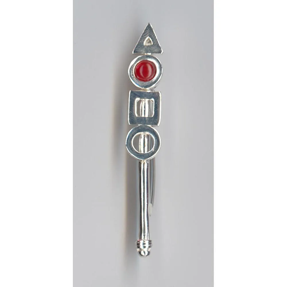 Greek Traditional Brooch in Sterling silver with a Carnelian (K-12)