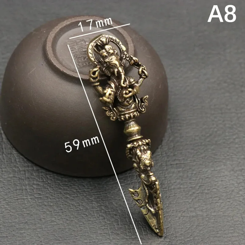 Handcraft Pendant Vintage Solid Religious Pestle Prayer Pendants Nepal Tibetan Handcraft Buddhist Vajra Pestle Copper Crafts