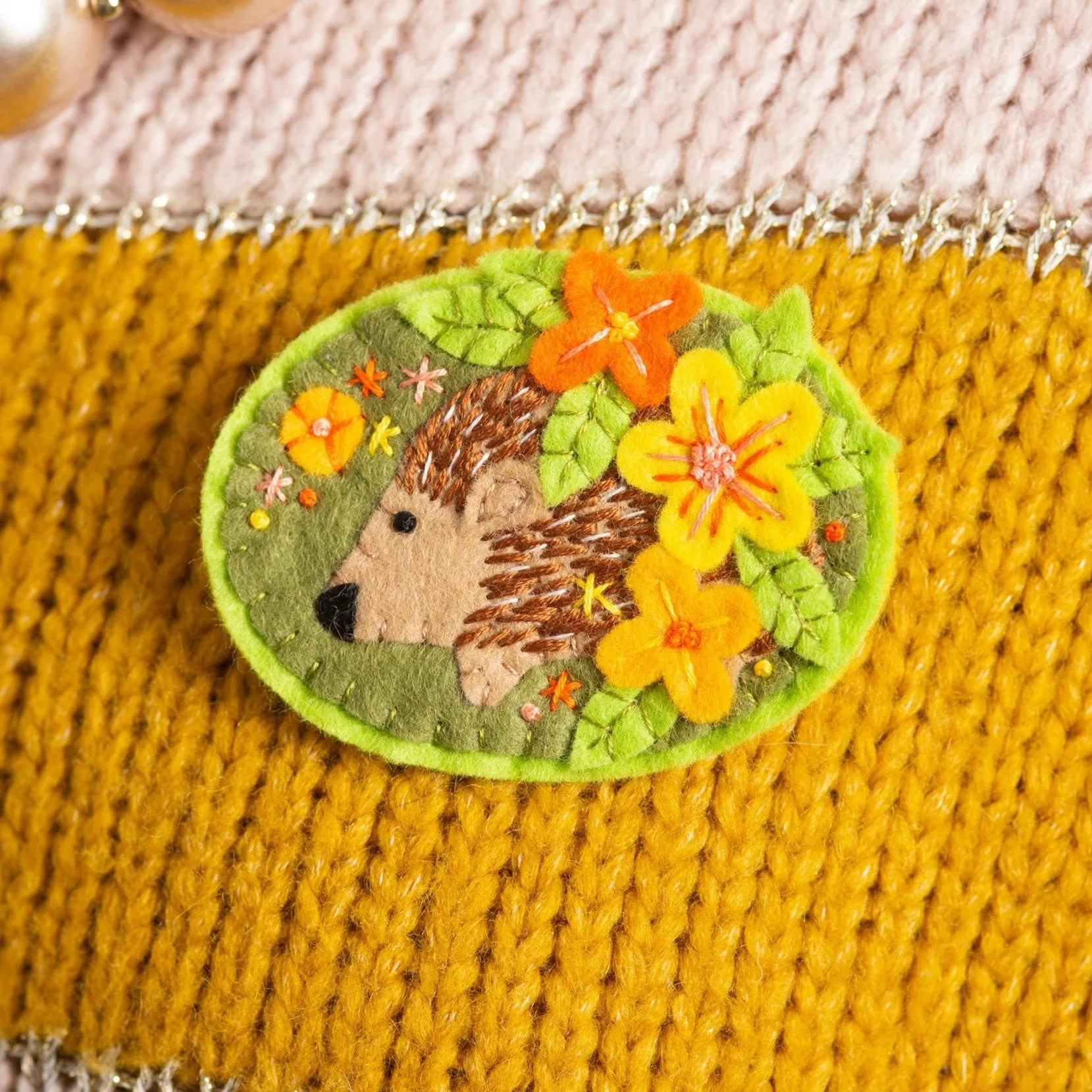 Hedgehog Felt Craft Brooch Kit