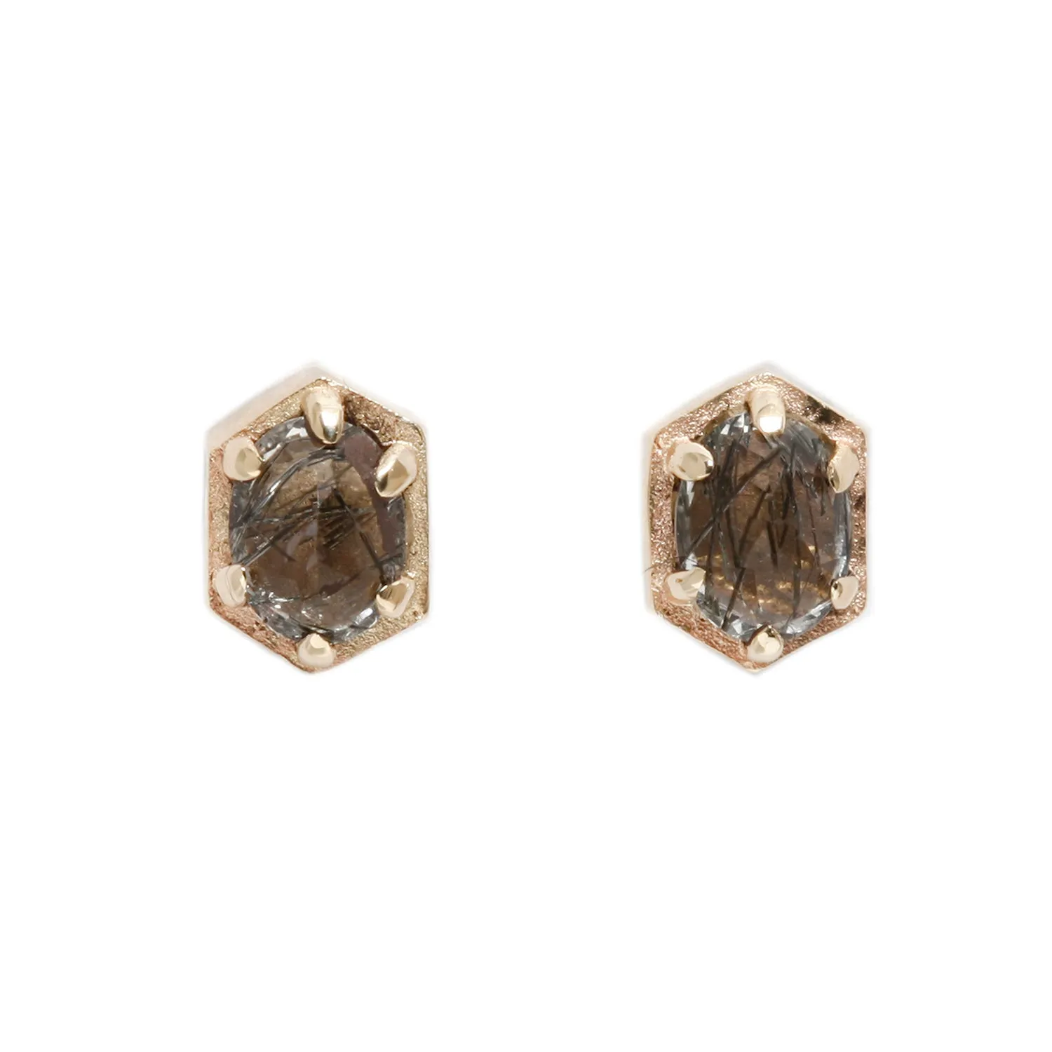 Hexagon Quartz Studs