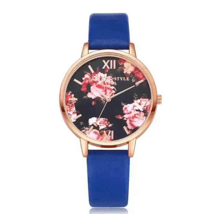 High Quality Fashion Leather Strap Rose Gold Women Watch