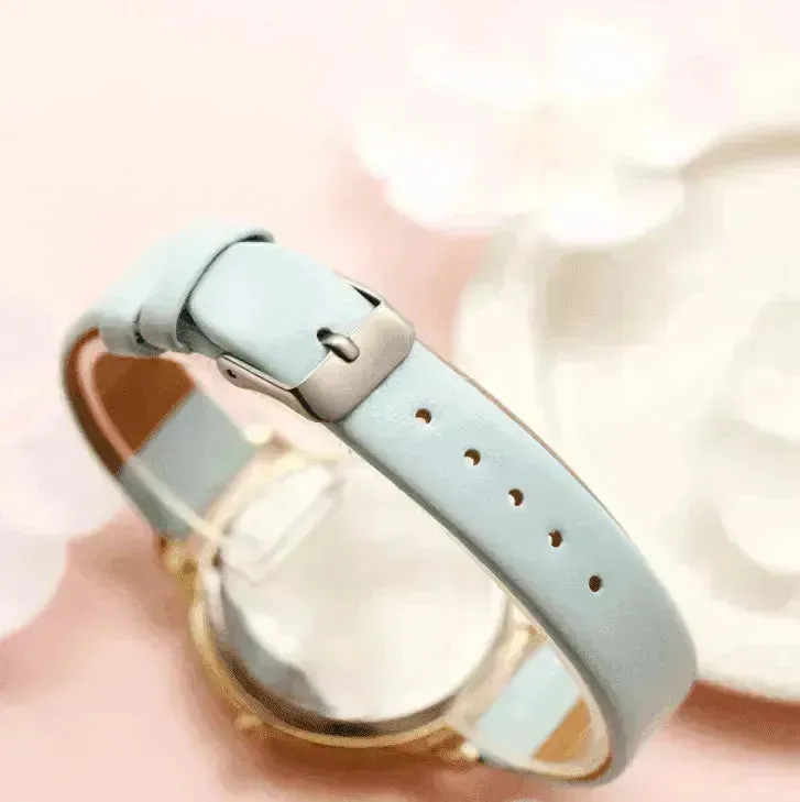 High Quality Fashion Leather Strap Rose Gold Women Watch