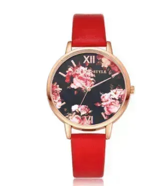 High Quality Fashion Leather Strap Rose Gold Women Watch