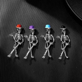 Horror Cool Sketelon Skull Enamel Hat Brooch