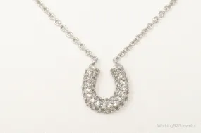 Horse Shoe Cubic Zirconia Sterling Silver Necklace