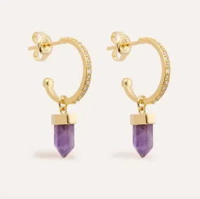 Intention of Protection Amethyst Hoops