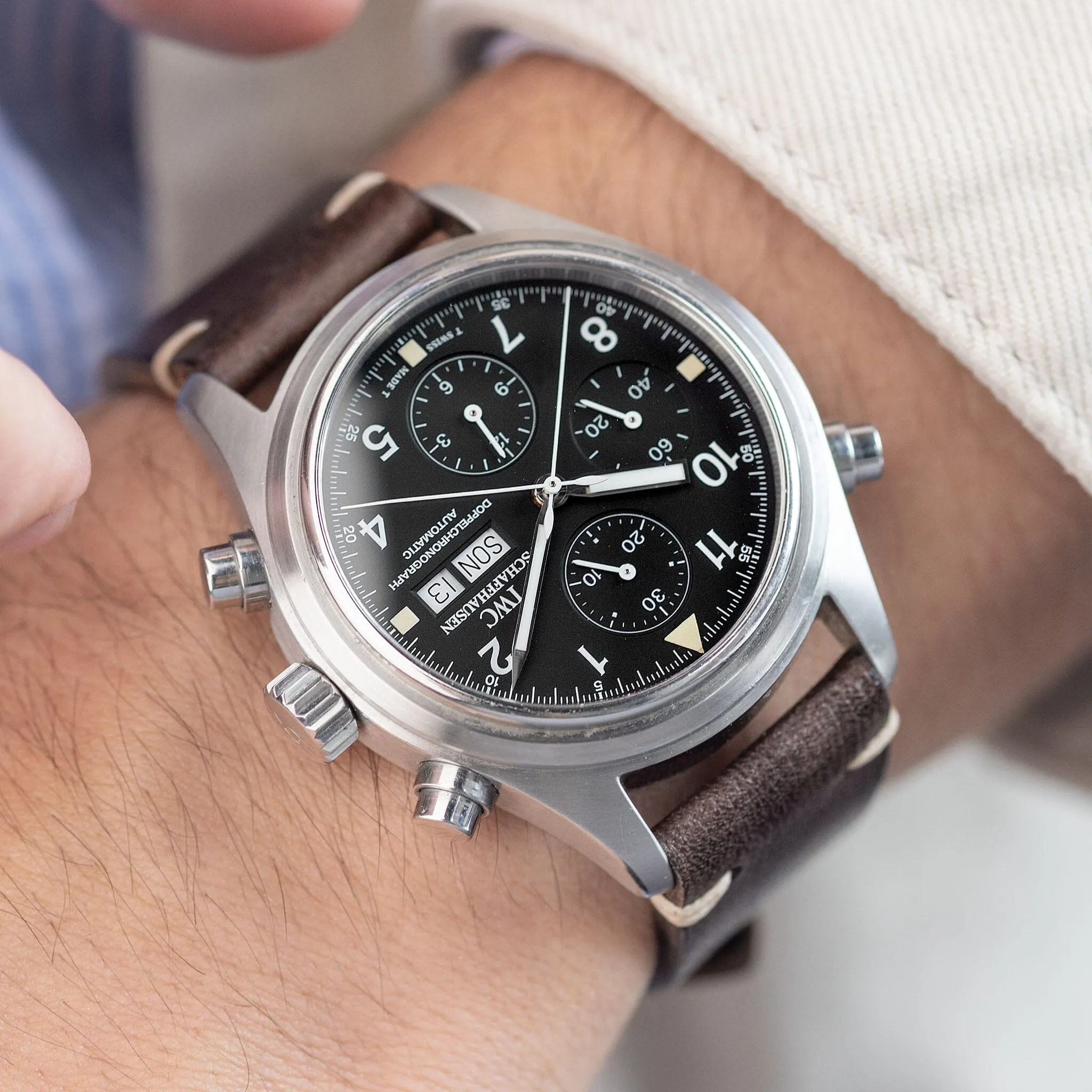 IWC Doppelchronograph Flieger Uhr 3713 Split Chronograph