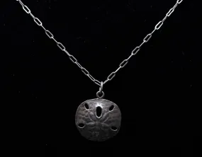 James Avery - Vintage 14K White Gold Sand Dollar Pendant on Sterling Silver Chain Necklace - 17"