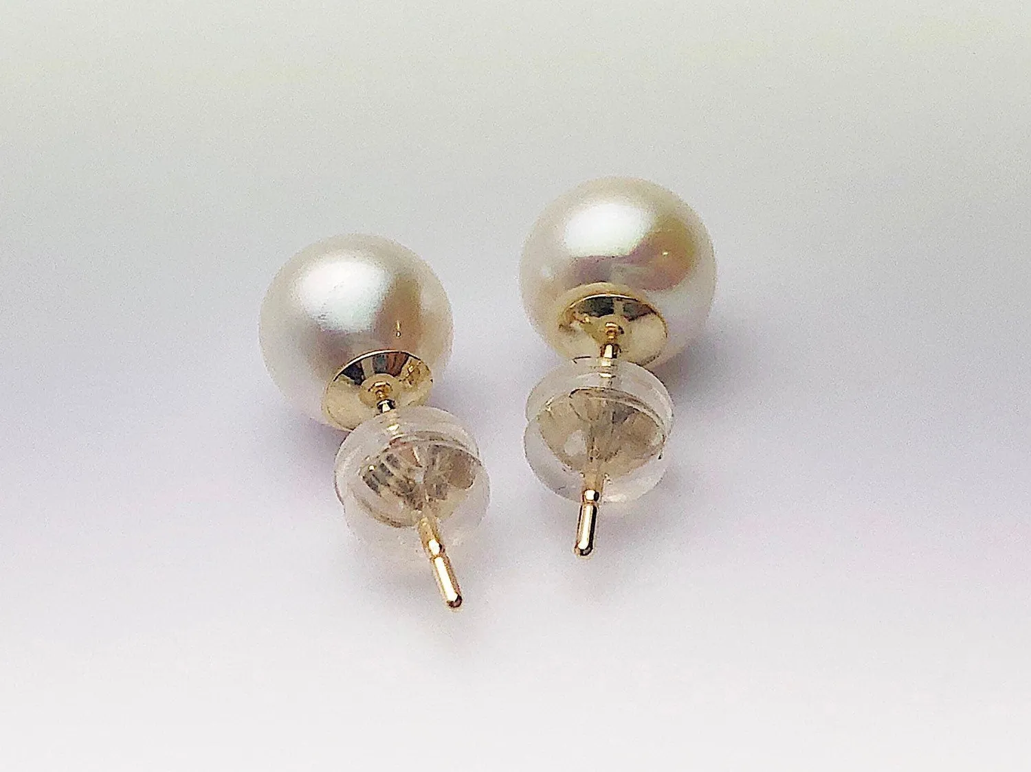 Japanese Akoya Pearl Earrings on 14K Yellow Gold Studs, 6.5-7mm or 7-7.5mm (820)