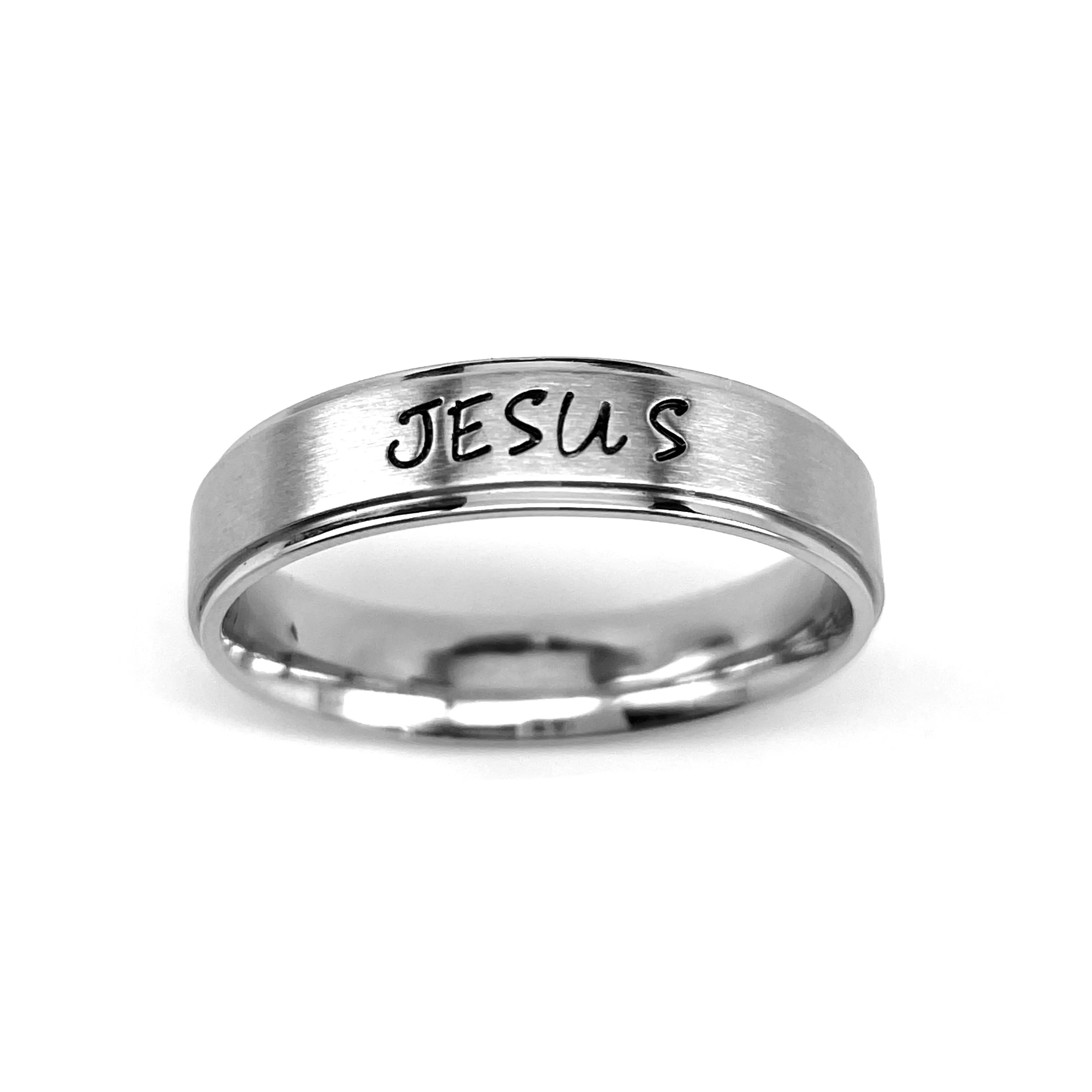 Jesus Hand Stamped Band Ring