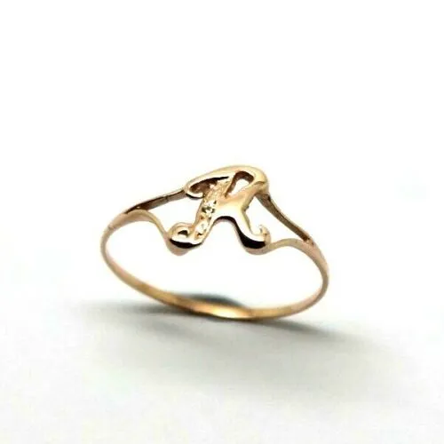 Kaedesigns New Solid 9ct Rose Gold Diamond Set Small Delicate Initial Ring Letter R