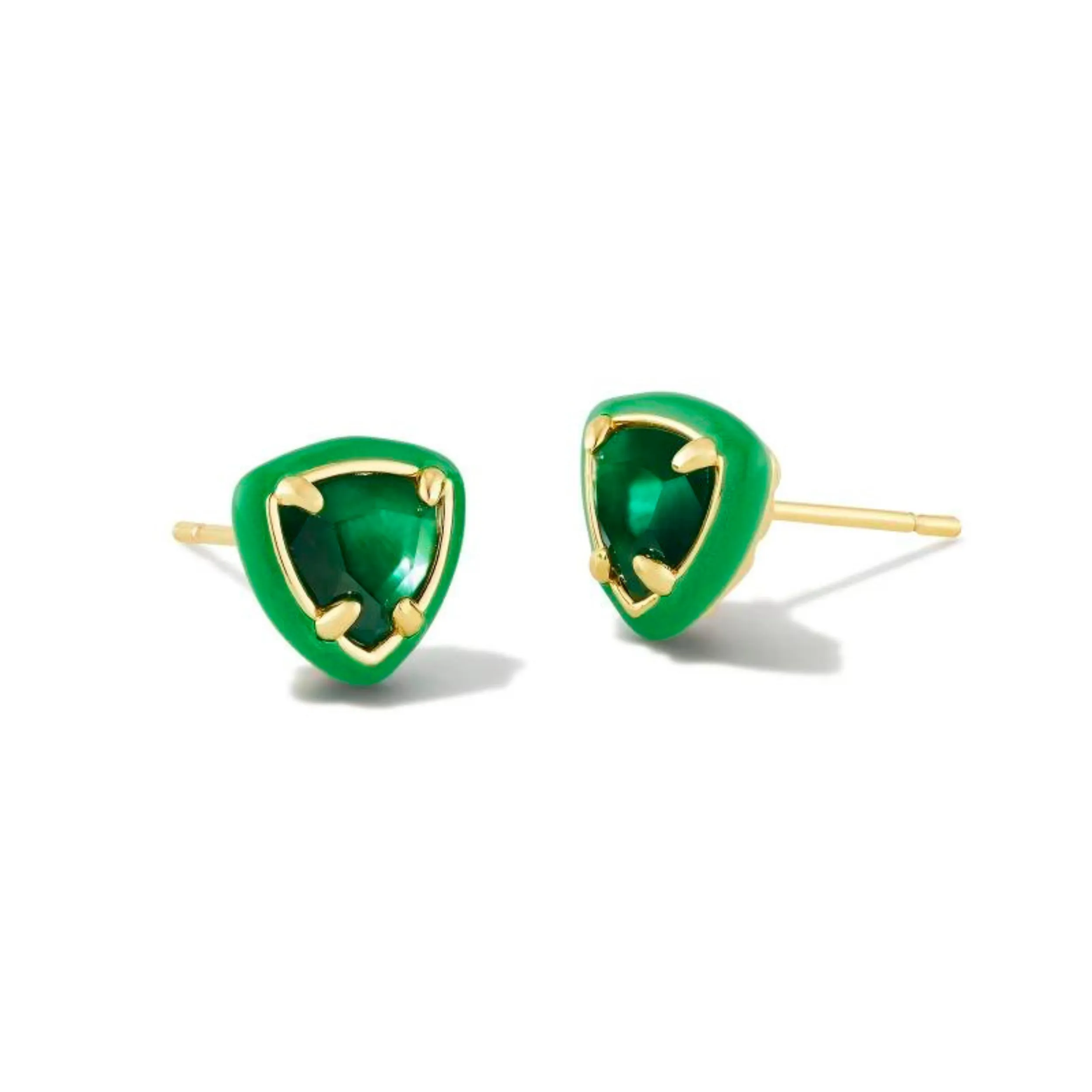 Kendra Scott | Arden Gold Enamel Framed Stud Earrings in Emerald Illusion