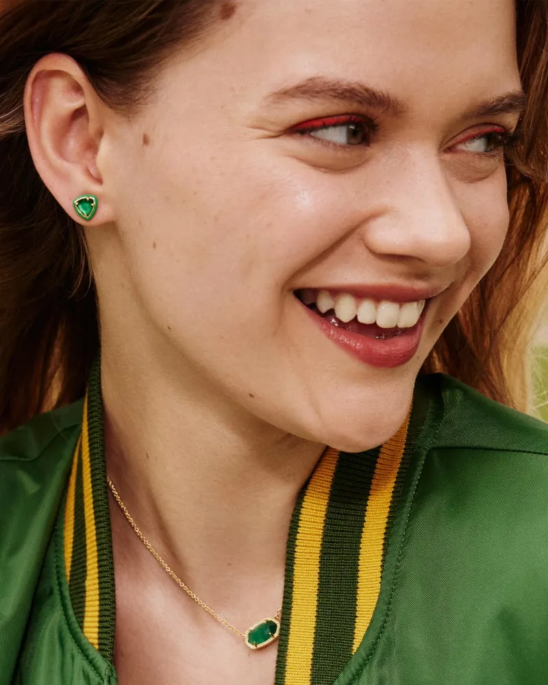 Kendra Scott | Arden Gold Enamel Framed Stud Earrings in Emerald Illusion