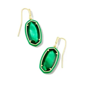 Kendra Scott | Dani Gold Enamel Frame Drop Earrings in Emerald Illusion