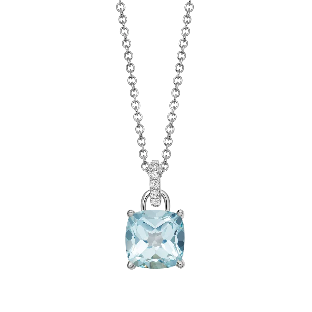 Kiki McDonough Kiki Cushion Blue Topaz Diamond Loop Necklace